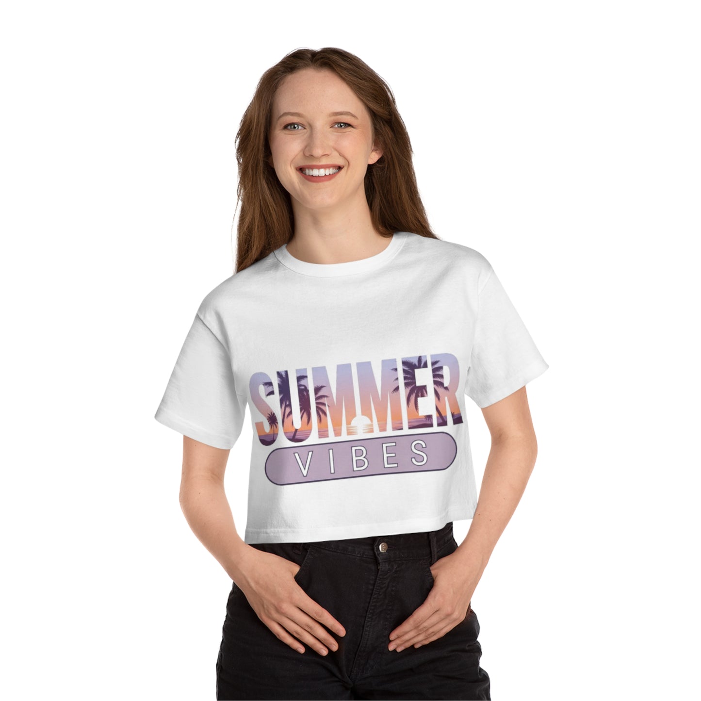 Summer Vibes Crop Tee – Chill, Cute, and Sunset-Ready