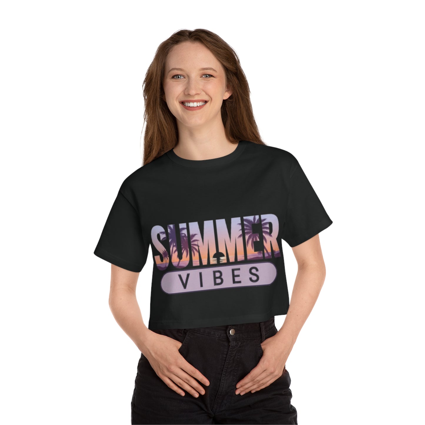 Summer Vibes Crop Tee – Chill, Cute, and Sunset-Ready