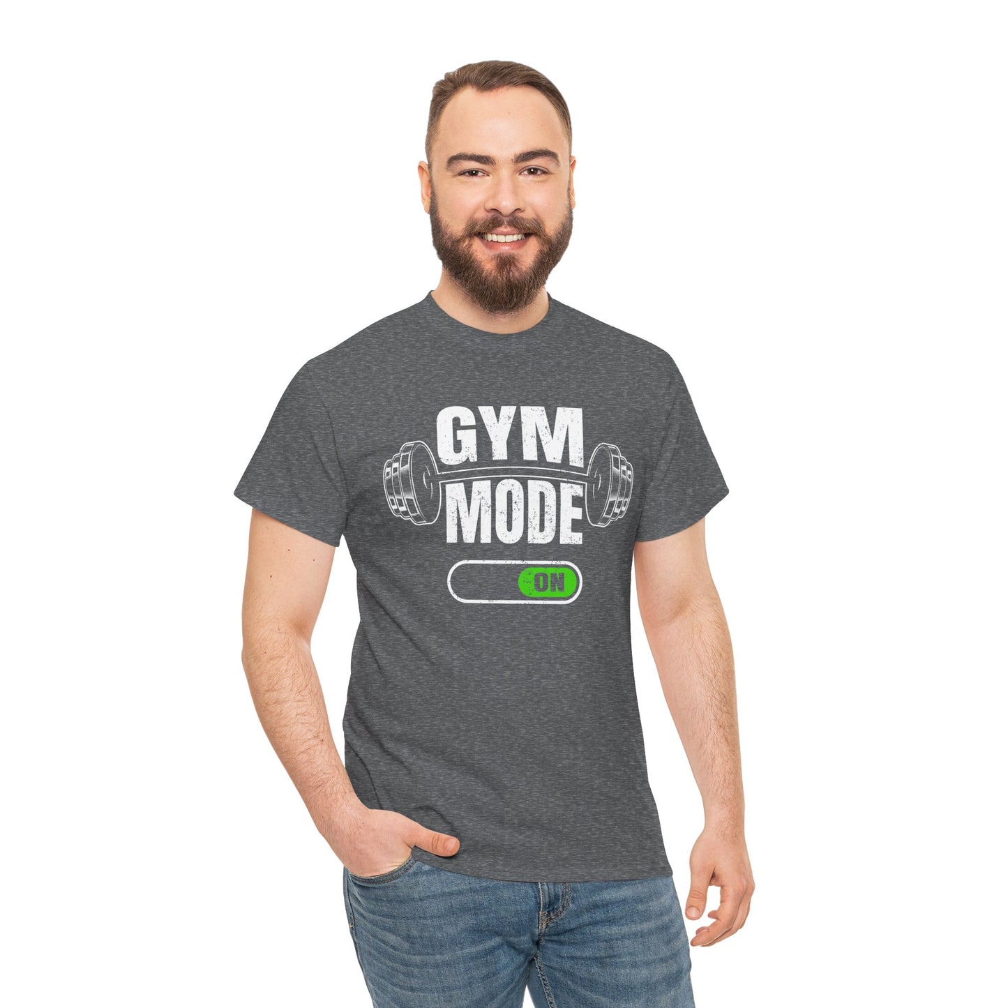 GYM MODE ON" Unisex Workout T-Shirt – Funny Fitness Graphic Tee for Gym Lovers, Athletes & Trainers